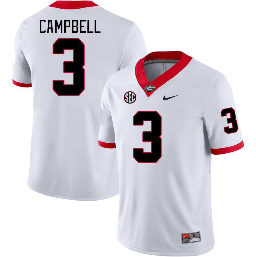 #3 Tyson Campbell Georgia Bulldogs Jerseys Football Stitched-White